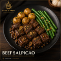 Beef Salpicao with Potato Marbles and Beans