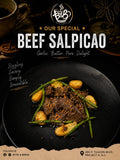 Beef Salpicao with Potato Marbles and Beans